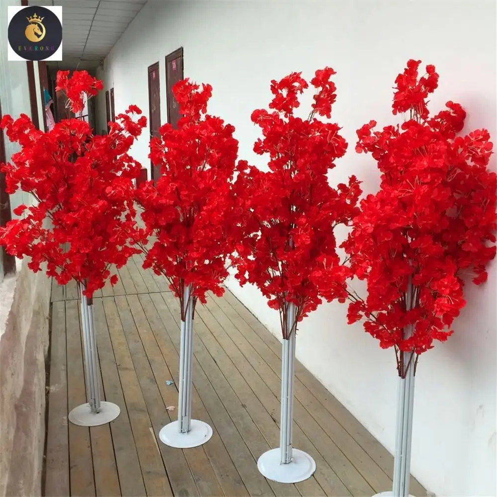 F1-1新しい人工の赤い桜の木のレイアウト大きな植物の願いツリーモール結婚式の装飾家の装飾