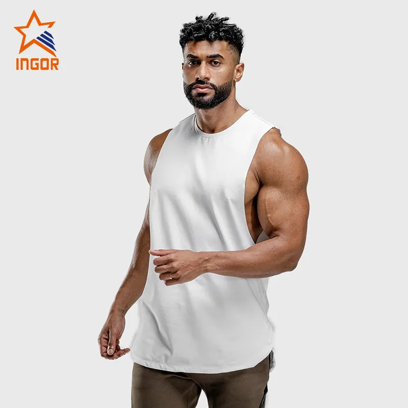 Camiseta deportiva con logotipo personalizado para hombre, camiseta sin mangas de malla para correr, camiseta sin mangas para gimnasio