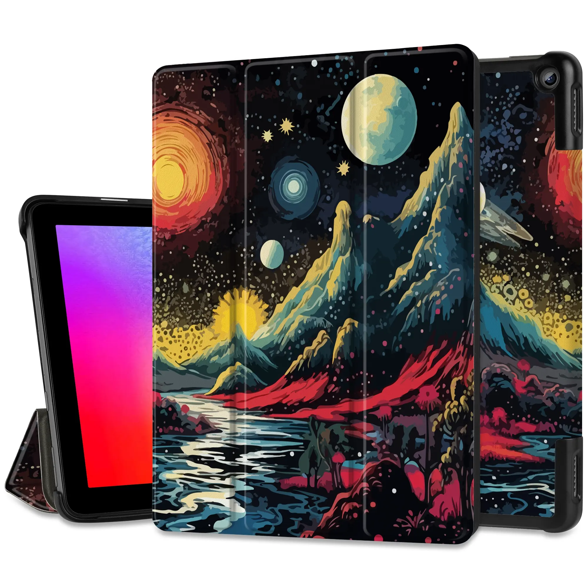 Supporto per Tablet Cover con ripiegabile Auto Wake Sleep per Fire HD10 2023 custodia per Tablet supporto a tre ante leggero Cover posteriore rigida per PC