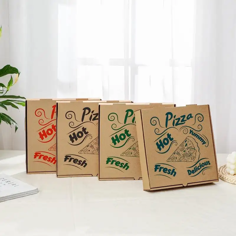 Boîtes pliantes en carton personnalisées pour l'emballage alimentaire Boîtes à pizza écologiques bon marché avec logo personnalisé pour le restaurant