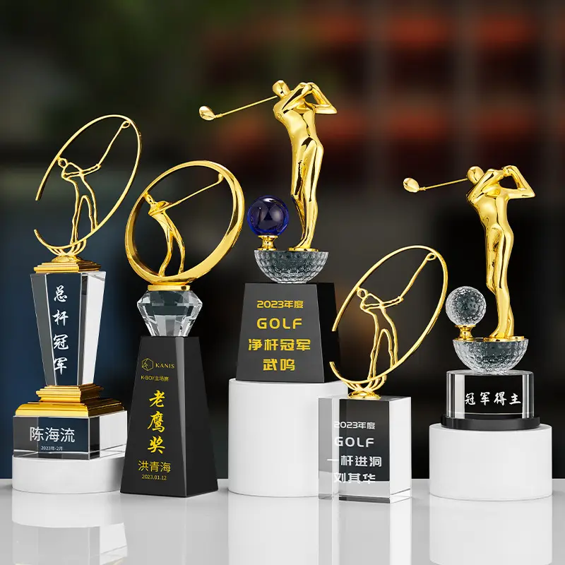 Trofeos personalizados deportivos, premios de golf, placa en blanco, copa de cristal, premios de golf