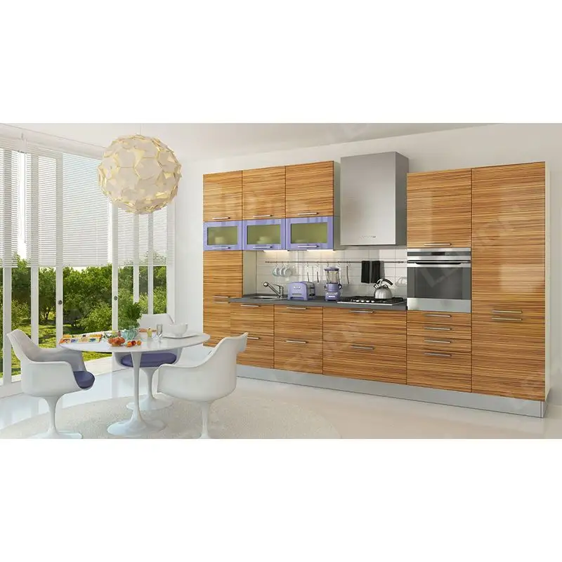 Armário de cozinha para móveis de design moderno e contemporâneo, sistema de madeira maciça de bordo à prova d'água para armazenamento interior