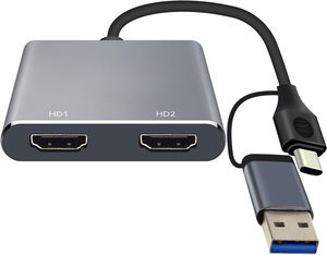 USB3.0双HDMI适配器，适用于苹果和视窗外部视频和显卡适配器，带显示功能，支持2台显示器 - Product Image 1