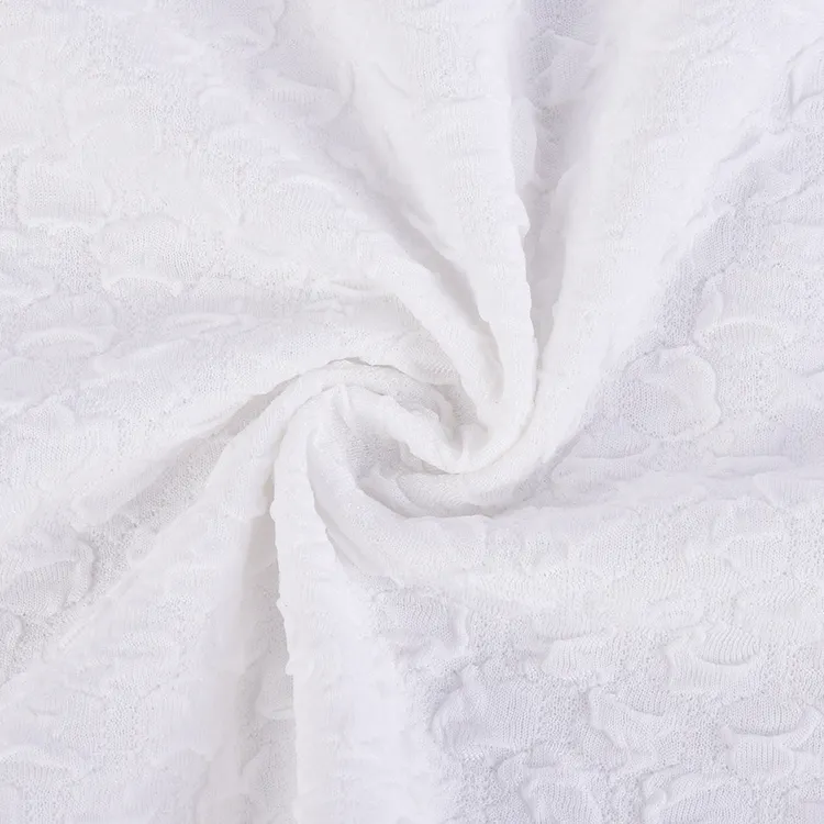 % 95% polyester % 5% Spandex beyaz jakarlı mermi kumaş 4 yönlü streç kumaş