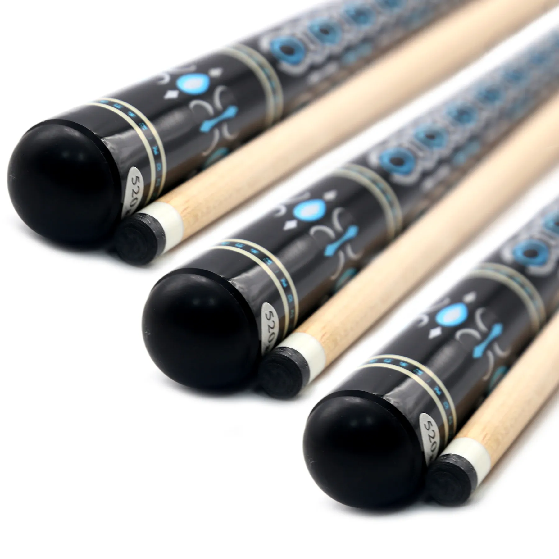 China Carom Cue Pool Professional 1/2 Billiard Pool Cue Material de arce azul plateado de alta calidad