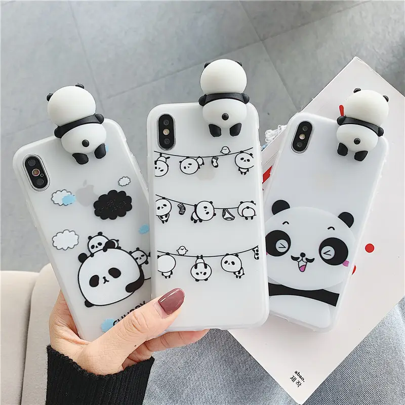 Venta caliente 3D de silicona lindo Panda animales funda para teléfono para iPhone 12 de moda de lujo de la cubierta del teléfono para iPhone 12PRO/11/MAXS XS/6/7/8