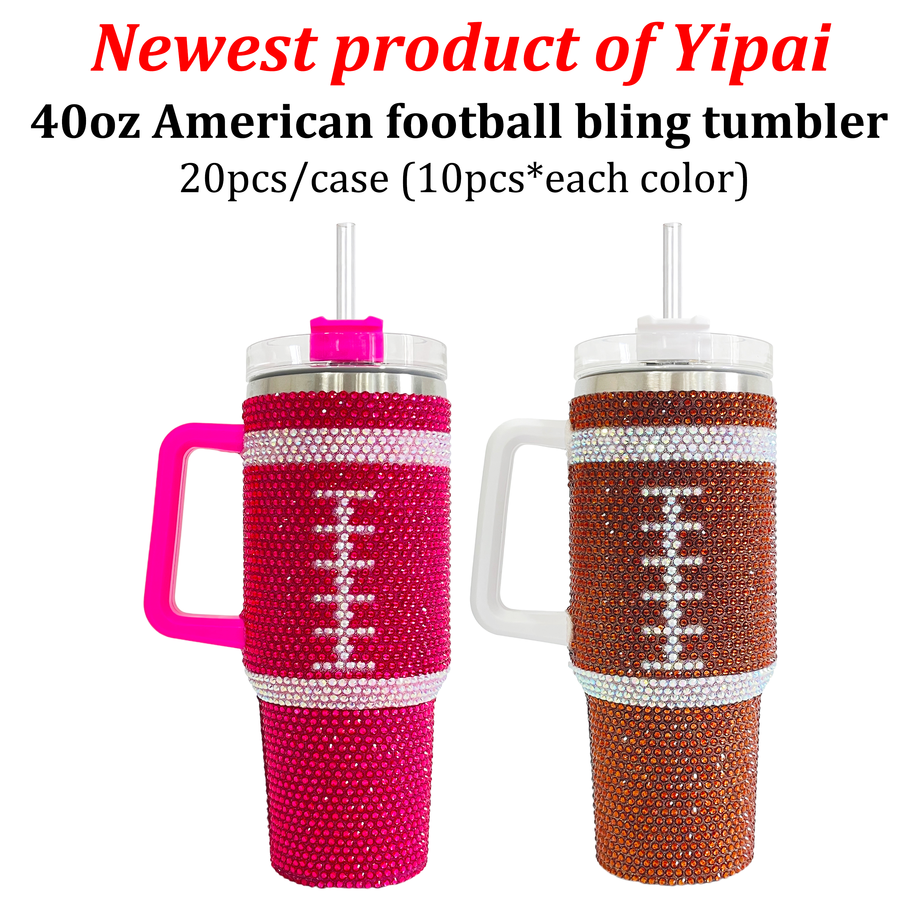 40oz rhinestones baseball tumblers