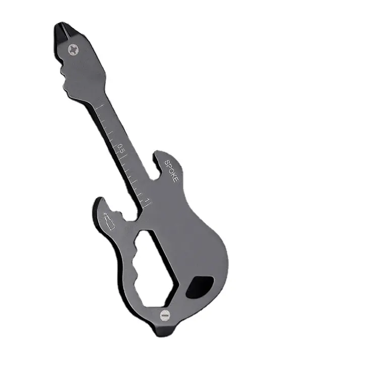 EDC 12 em 1 Aço Inoxidável Multipurpose Ferramenta de Bolso Parafuso Régua Abridor De Garrafas Guitar Card Tool