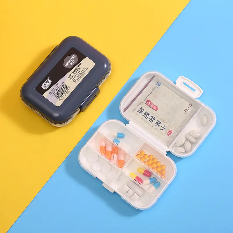 Guangdong produttore all'ingrosso Mini scatola portapillole in plastica tascabile con 8 scomparti