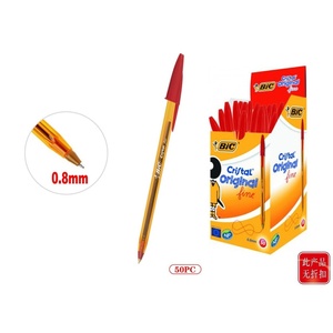 适用于BIC Cristal细红色圆珠笔0.8毫米书写宽度定制标志50包礼品3086123134379 - Product Image 1