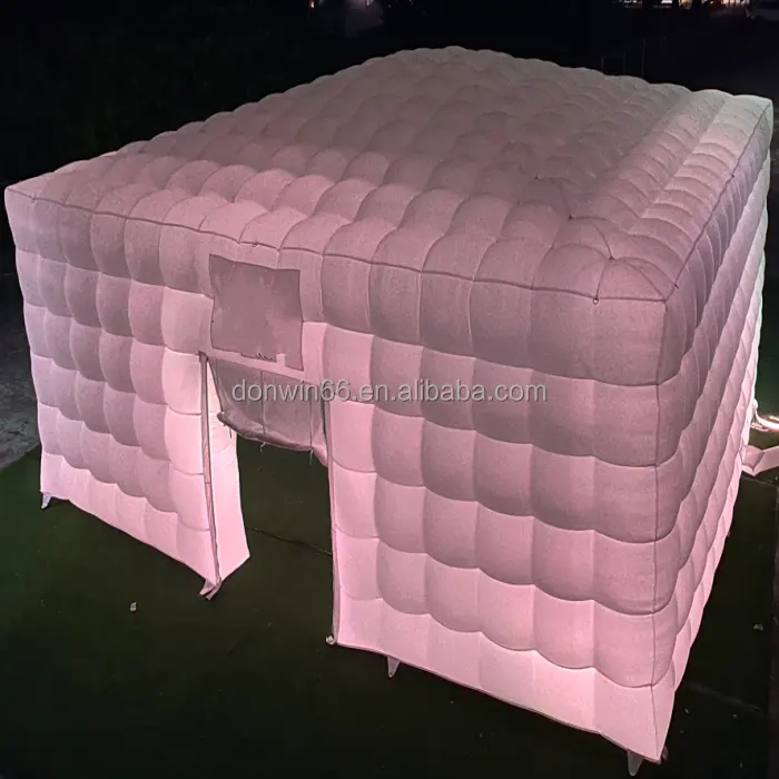 Tienda de campaña inflable personalizada para fiestas con luz Led para bodas, ferias, eventos, exposiciones, carpa de cubo inflable plateada