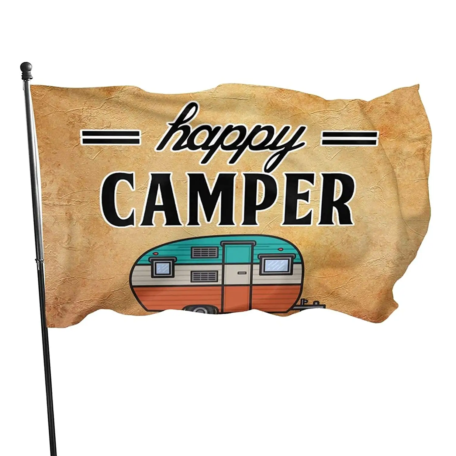 Bandiera dell'insegna di campeggio dei camper felici su ordinazione di stampa 3x5FT del doppio lato di nickmir1 per la decorazione all'aperto dell'interno del partito del cortile