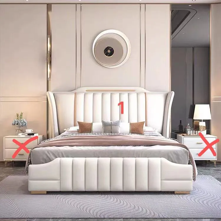 आधुनिक लक्जरी मास्टर बेडरूम चमड़े कला बिस्तर 2022 नई ऑनलाइन सेलिब्रिटी उच्च अंत माहौल नरम बिस्तर