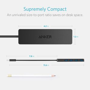 Anker 4ポートUSB3.0ハブ超薄型データUSBハブ、20cm拡張ケーブルSuperSpeedデータ - Product Image 6