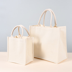 Bán buôn tùy chỉnh in túi và dây kéo bông lớn mua sắm vải trắng Túi tote - Product Image 2