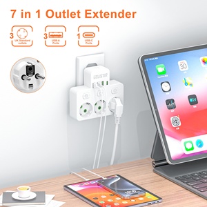 Adattatore da viaggio EU 3 prese 3USB 1 tipo C multifunzione interruttore indipendente - Product Image 5