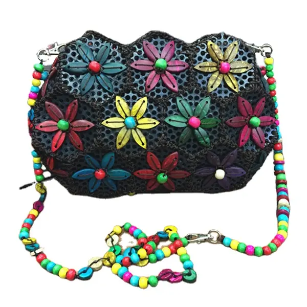 Bolso antiguo hecho a mano de estilo nacional para mujer, bolsa de concha de Coco para playa