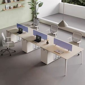 2024 nuovo Design in legno scrivania divisore moderno Computer da tavolo per più posti a casa dipendenti mobili da ufficio - Product Image 5
