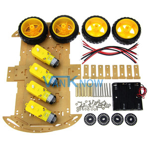 Kit telaio auto Robot intelligente 4WD con scatola batteria per codificatore di velocità del motore TT e viti per Arduino Puzzle Kit auto giocattolo - Product Image 1