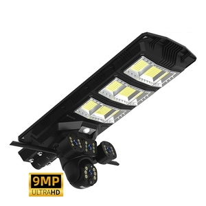 ソーラー街路灯カメラ9MPモニター双方向オーディオPTZカメラ人間トラッキングリモコンLED照明 - Product Image 1