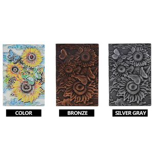 A5 Luxury European Retro Sunflower Journal <strong>Note</strong> Book Notepad Unique Personalized Carved PU Leather Embossed Cover <strong>Notebooks</strong>