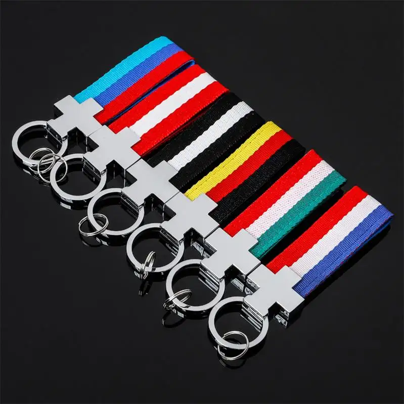 Outdoor Sport Styling Auto Schlüssel ring Italien Deutschland Flagge Bulk Sell Fabrik preis Dreifarbiger Oxford Stoff Schlüssel bund Blank Schlüssel ring