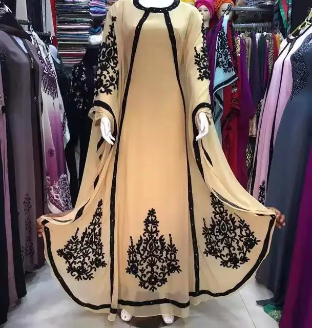 Đầm Kaftan Hồi Giáo Màu Đen Cho Nữ Hồi Giáo Mới Từ Nhà Máy Đầm Maxi Ả Rập Dài Tay Abaya