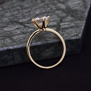 14K Solid Gold 6-Prong Cut Solitaire Moissanite Anel de Noivado 1 CT 2 CT 1.5 CT Anel Dainty Promise para Festas - Product Image 6
