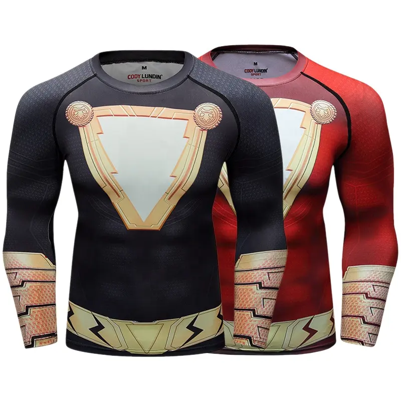 Venta al por mayor de sublimación impresa MMA Rash Guard nuevo disfraz transpirable Fitness hombres camisetas