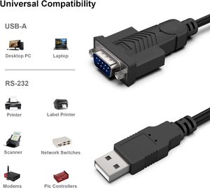 BENFEI USB-シリアル1.8メートル、USB-RS-232オス (9ピン) DB9シリアルケーブル、Win1/10/8.1/8/7、Mac OS X 10.6以降