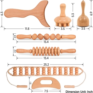 Sıcak satış 7-in-1 ahşap terapi masaj fırçası kiti lenfatik drenaj gerçekleştirmek kasları rahatlatmak ağrı anti-selülit güzellik - Product Image 2