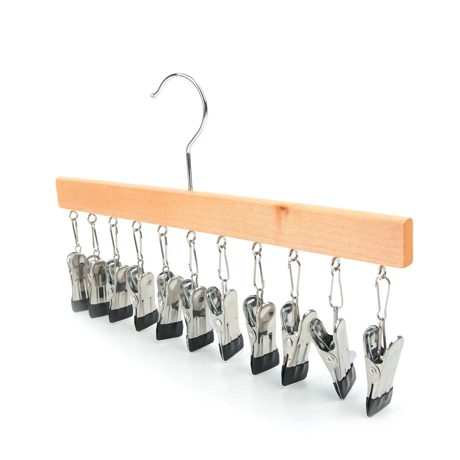 LEEKING Factory wholesale drying wooden hanger with clips for storage sock and hats
