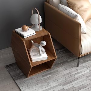 六角形多功能茶几，胡桃木色，KD包装 - Product Image 1