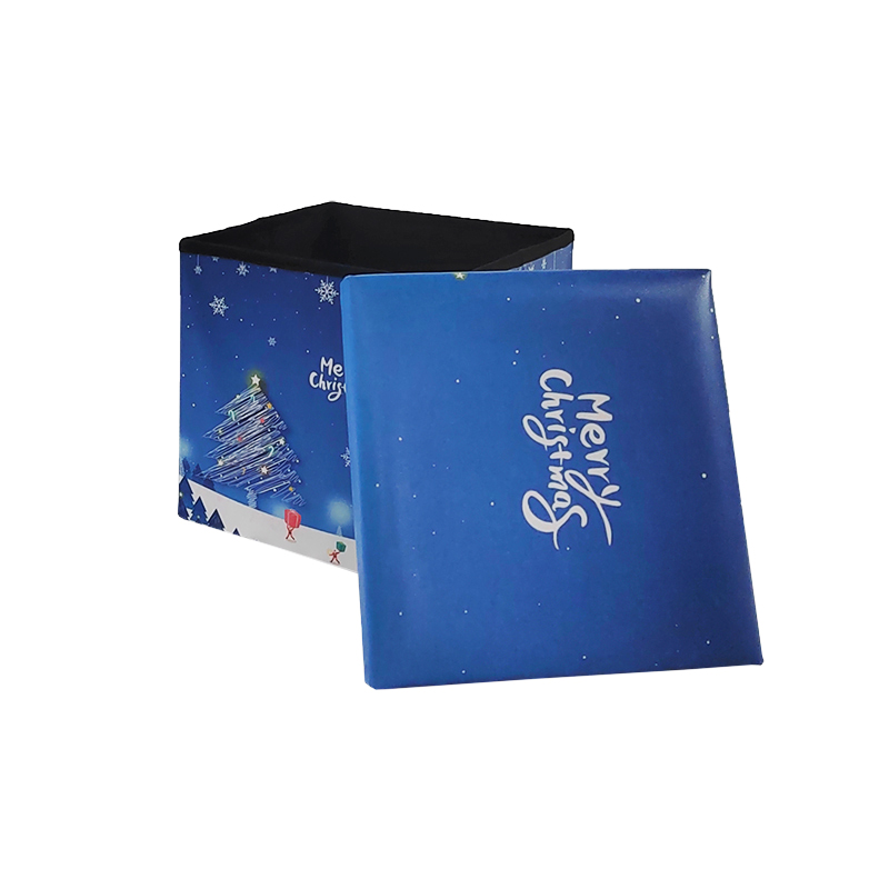New preheating Christmas style leather storage ottoman and new pouf stool high quality ottoman