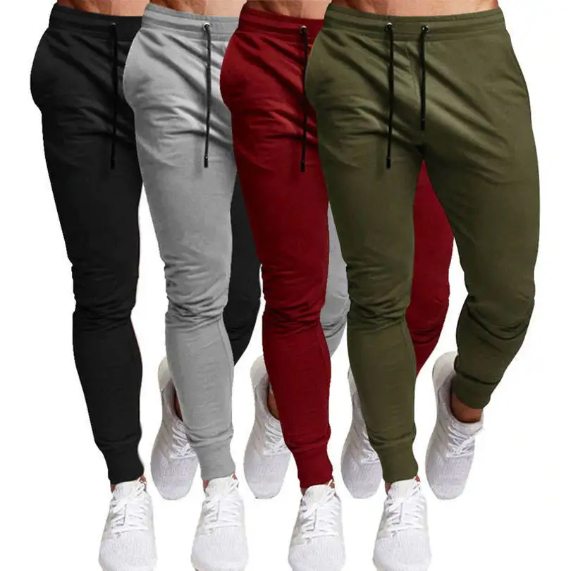 Pantalon de survêtement de jogging de couleur unie avec logo personnalisé Pantalon de jogging Vêtements de gymnastique sportive Pantalon de musculation