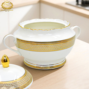 Bộ đồ ăn sứ xương cao cấp mạ vàng thật 98 món, phong cách hoàng gia sang trọng, dùng cho đám cưới, khách sạn, nhà hàng - Product Image 4