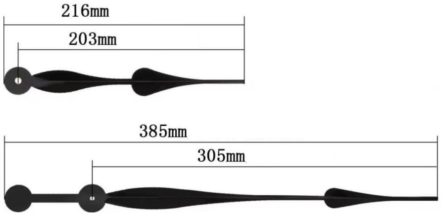 HR01086 couleur noire (aiguille des heures 203 mm, aiguille des minutes 305 mm)