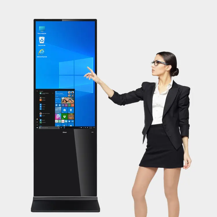 En çok satan zemin ayakta dokunmatik ekran akıllı Kiosk interaktif Panel dijital tabela dikey LCD reklam ekranı