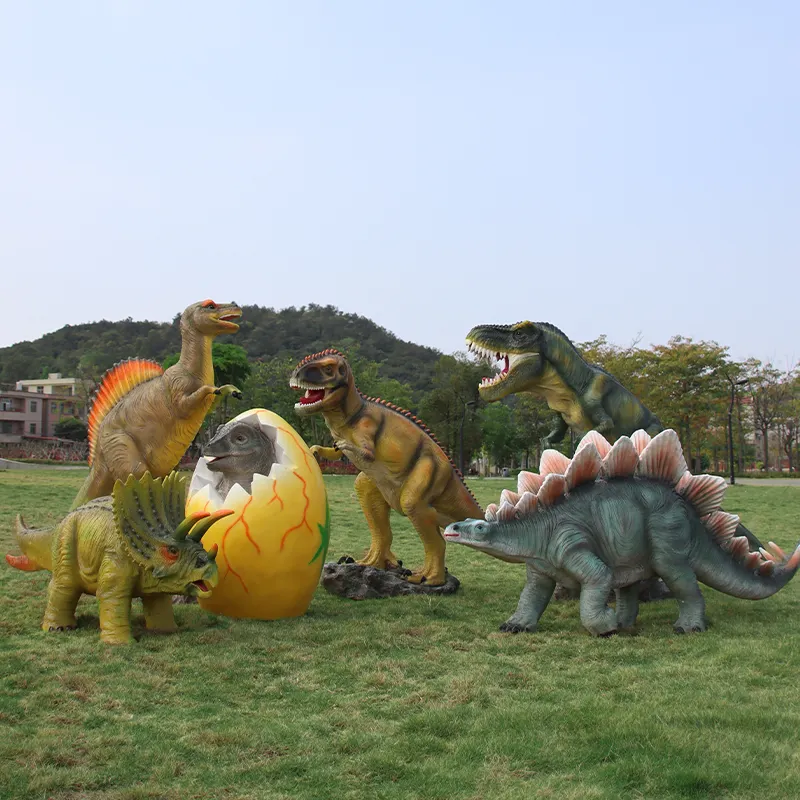 Dinosaurio de resina para decoración de fiestas, estatua de dinosaurio animatrónico para niños, parque de atracciones, 6 pies