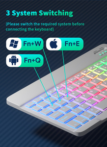 Teclado inalámbrico con ratón BT para tableta Android, IOS, Windows, retroiluminado, arcoíris, con ratón - Product Image 5