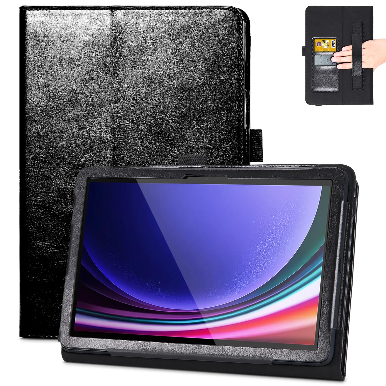 Capa para Galaxy Tab S9 Plus de 12,4 "polegadas S9 FE + Plus S8 Plus S7 Plus S7 FE Premium pu Folio em couro com suporte S Pen