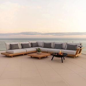 Ngoài Trời Gỗ Tếch Patio Sofa Đặt Kết Hợp Giải Trí Biệt Thự Không Thấm Nước Mặt Trời Bảo Vệ Rắn Gỗ Sofa Đồ Nội Thất Vườn Bộ - Product Image 3