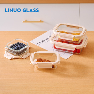 LINUO benutzer definiertes Logo auslaufs icher Rechteckige runde quadratische Mahlzeit Glas deckel Bento Lunchbox Prep Food Containers - Product Image 3
