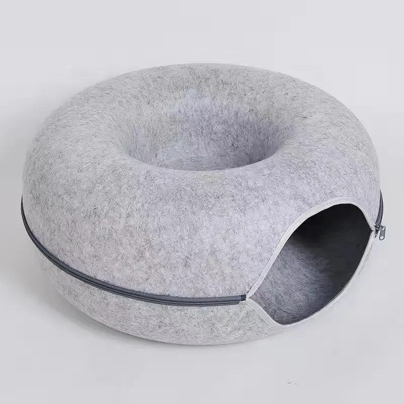 Tunnel rond en feutre lit pour animaux de compagnie nid de chat quatre saisons intérieur disponible détachable repos jouer chat Tunnel