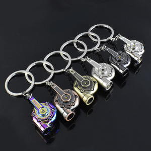 Custom Logo Mini Spinning Turbine <strong>Key</strong> Chain Ring Keyring Keyfob Metal Piston Disc Brake Rotor <strong>Turbo</strong> Car Part Keychains