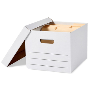 Caja de almacenamiento personalizada para banqueros de archivos con tapa y asas caja de embalaje de cartón de papel de cartón corrugado - Product Image 1