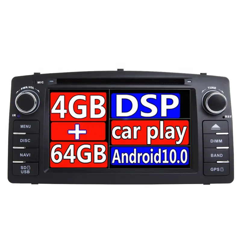 Autoradio 7 ", Android 10.0, 6.2, navigation gps, dvd, audio, avec gps, pour voiture toyota corolla, e120 (2003, 2006), BYD F3 (2006, 2013)