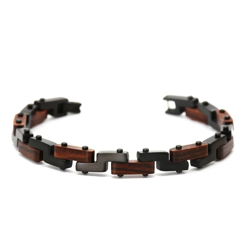 Braccialetto di gioielli personalizzato braccialetto da donna di moda bracciale in legno di acciaio inossidabile per la vendita online del tuo negozio