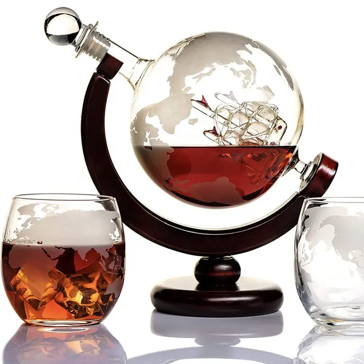 Conjunto de decantador de globo de uísque, mundo etado, decanter para bebidas, para todos os tipos de álcool