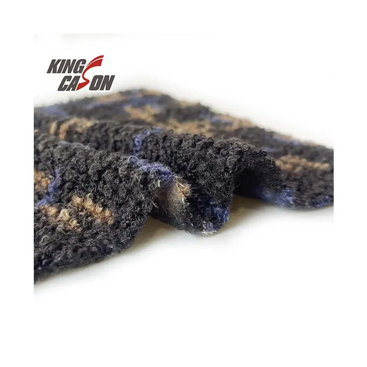 Kingcason fabbrica della cina 100% poliestere spazzolino laterale nero stampa orsacchiotto in pile Sherpa tessuto per giacca coperta pigiama cappotto